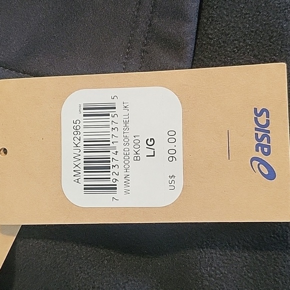 Asics Hooded Softshell Fleece Lined Scuba Hood 2 Pocket Warm Jacket Size Large - Picture 7 of 14